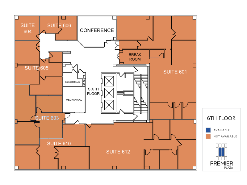 Floorplan drawing of sixth floor